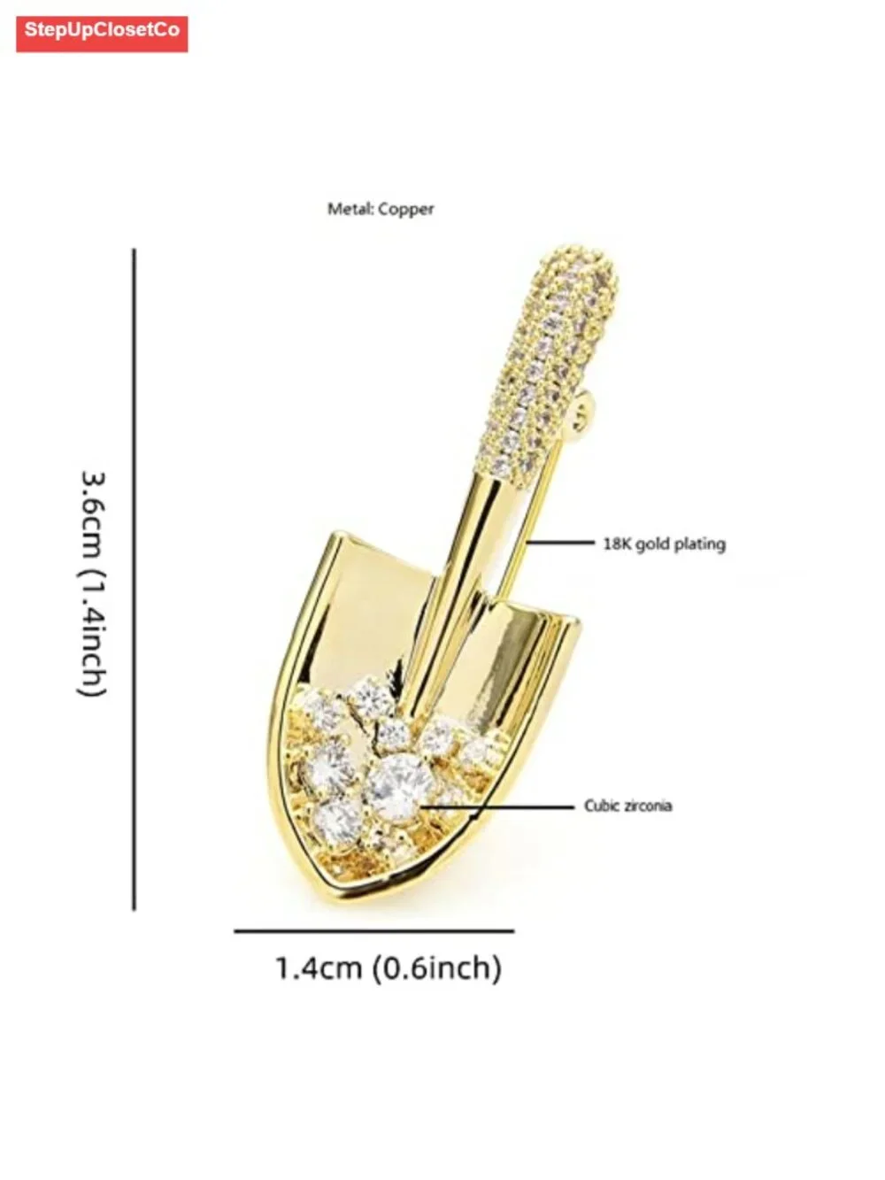 Gold Plated Copper Brooch Pin with Zircon Gemstone - Stylish Women's Costume